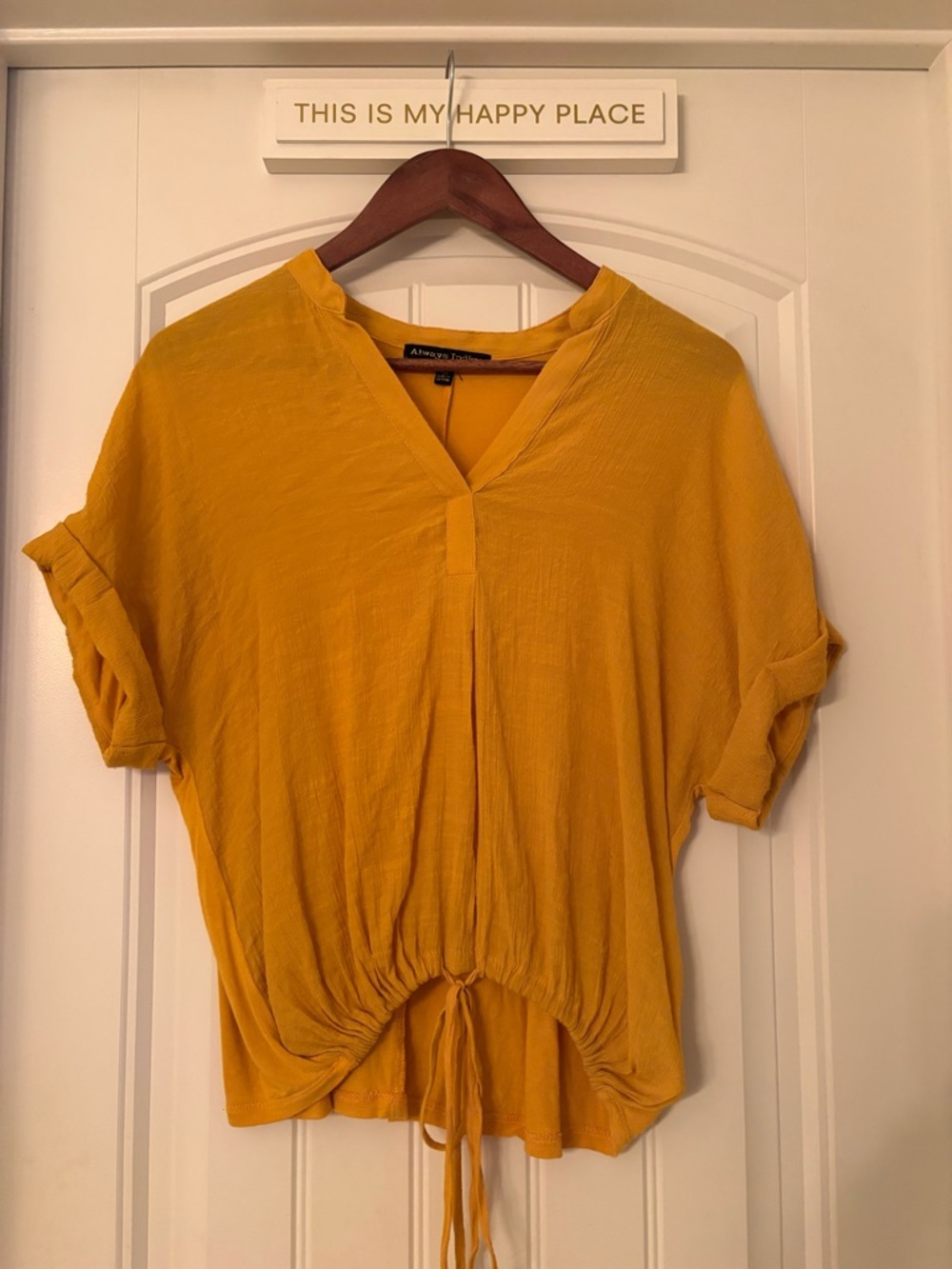 Always Indigo Mustard Yellow Drawstring Hem Top | Size M